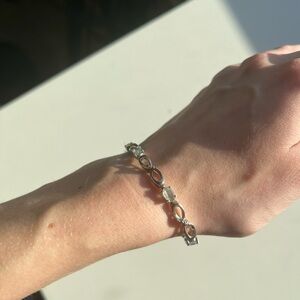 7.5” Aquamarine and 925 Sterling Silver Infinity Bracelet